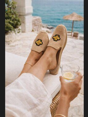Soludos Bee Espadrille Mules 10 Tan Canvas Slip On Preppy Jute Flats Vacation